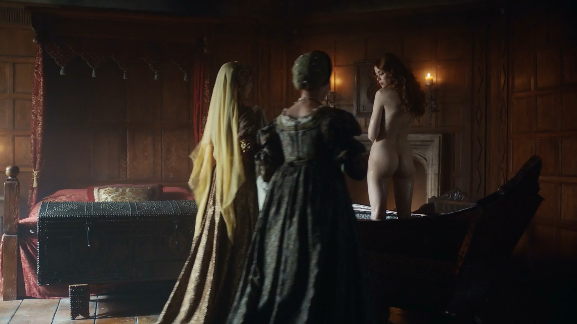 Charlotte Hope is naked in the show “The Spanish Princess” season 1 episode...