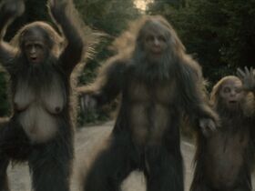 Riley Keough nude – Sasquatch Sunset (2024)